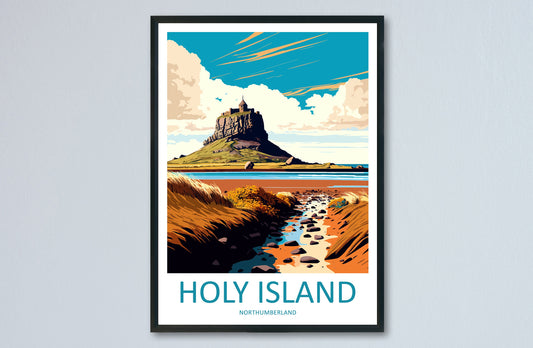 Holy Island Travel Print Wall Art Holy Island Wall Hanging Home Décor Holy Island Gift Art Lovers England Art Lover Gift Print