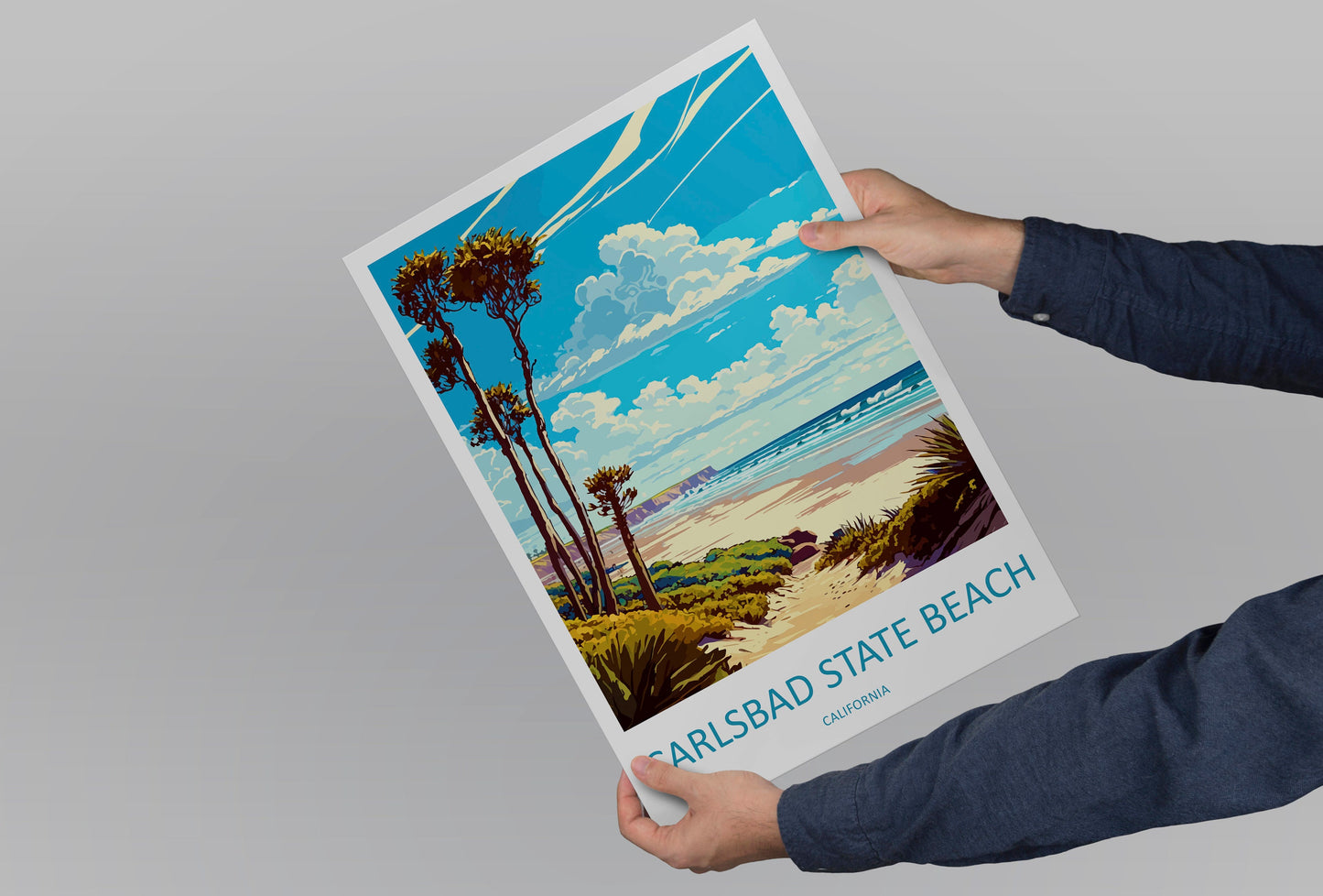 Carlsbad State Beach Travel Print Wall Art Carlsbad State Beach Wall Hanging Home Décor Carlsbad State Beach Gift Art Lovers California Art