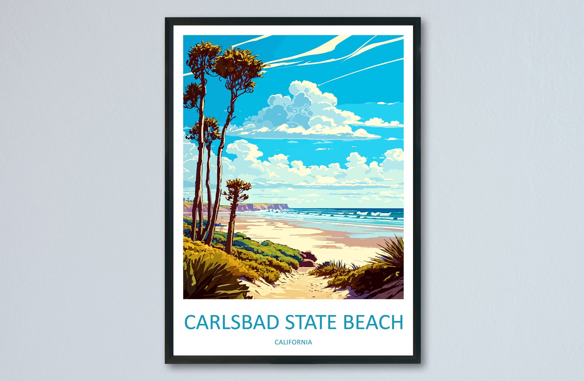 Carlsbad State Beach Travel Print Wall Art Carlsbad State Beach Wall Hanging Home Décor Carlsbad State Beach Gift Art Lovers California Art