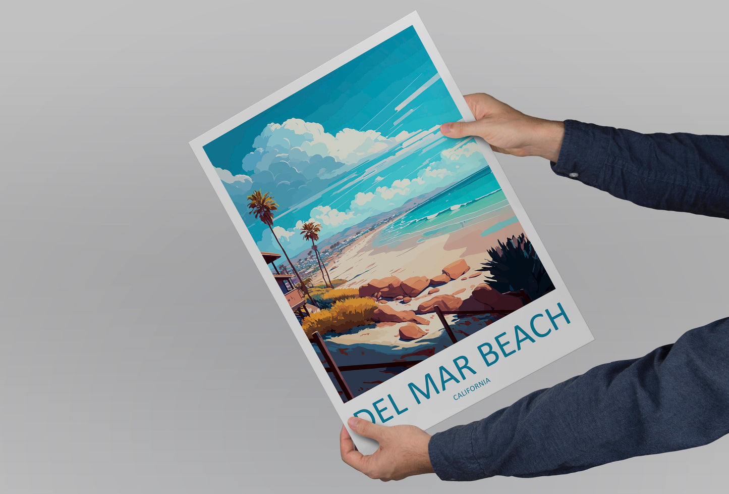 Del Mar Beach Travel Print Wall Art Del Mar Beach Wall Hanging Home Décor Del Mar Beach Gift Art Lovers California Art Poster