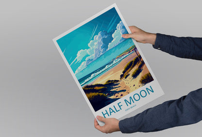 Half Moon State Beach Travel Print Wall Art Half Moon Beach Wall Hanging Home Décor Half Moon Beach Gift Art Lovers California Art Poster