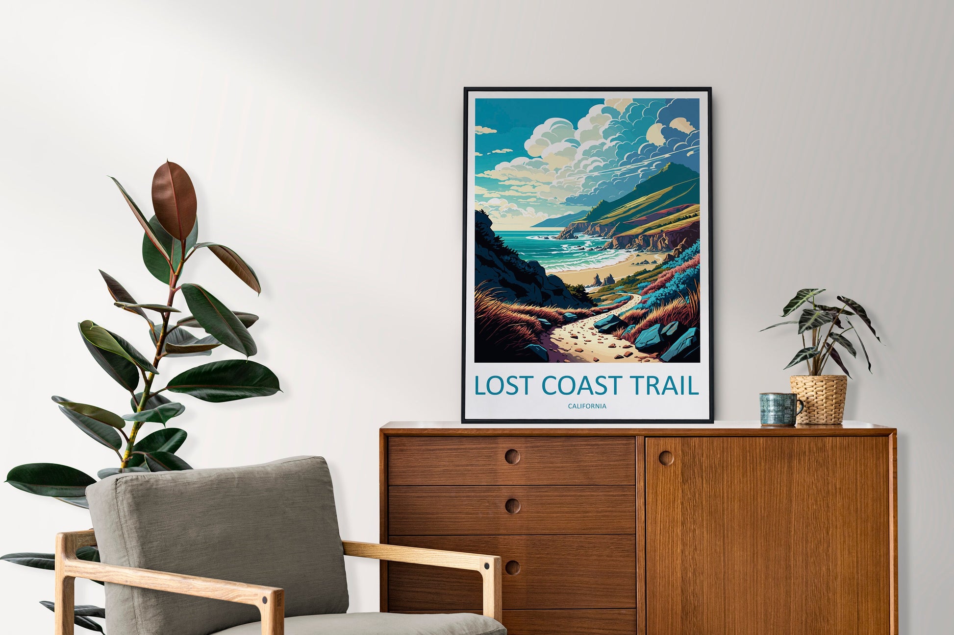 Lost Coast Trail Travel Print Wall Art Lost Coast Wall Hanging Home Décor Lost Coast Gift Art Lovers California Art Poster Long Beach Cali