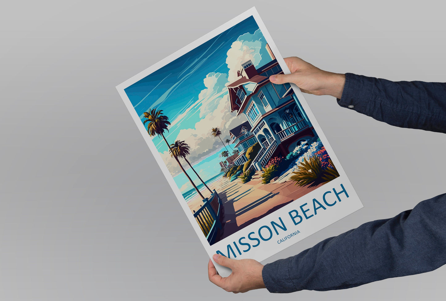 Mission Beach Travel Print Wall Art Mission Beach Wall Hanging Home Décor Mission Beach Gift Art Lovers California Art Poster Mission Beach