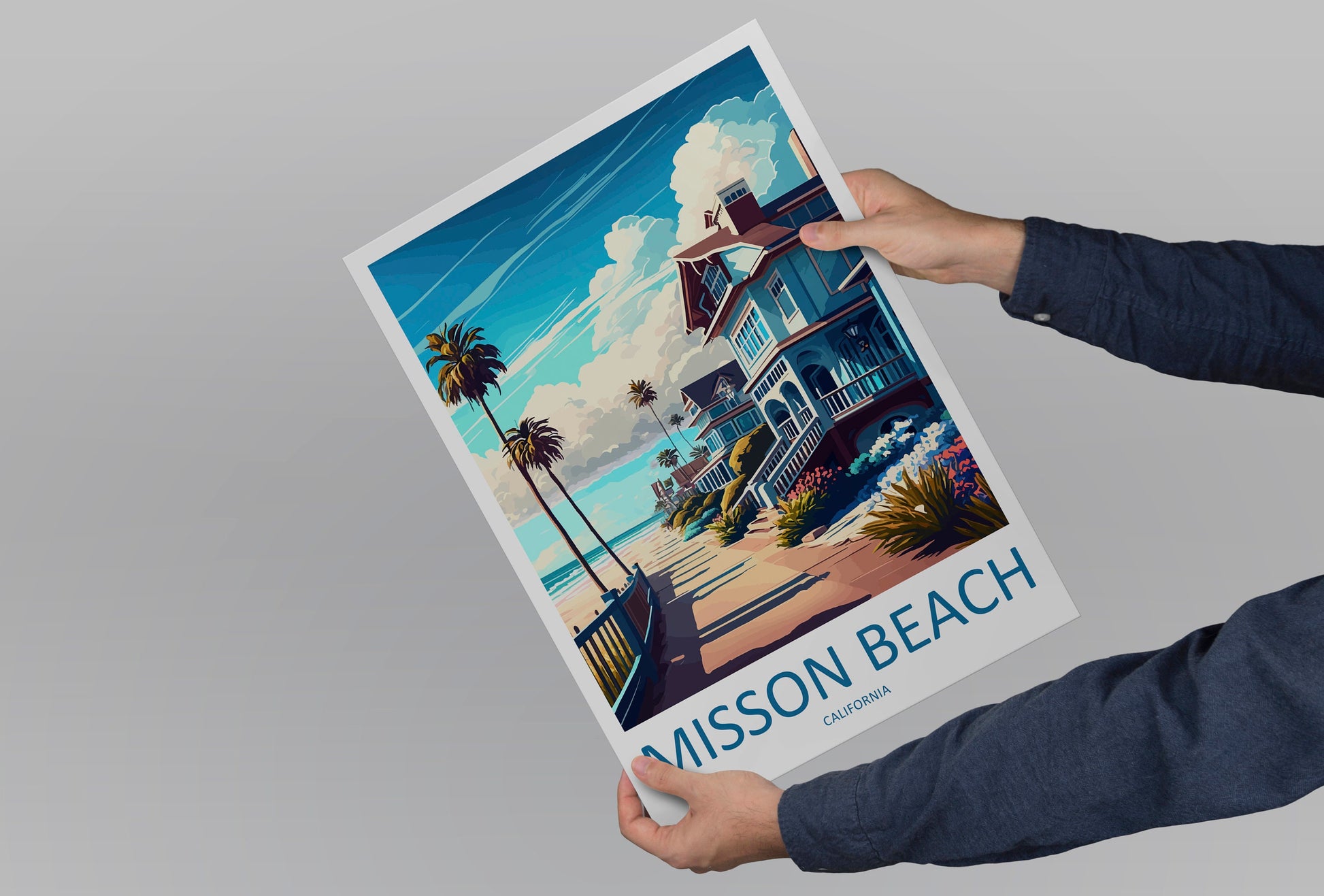 Mission Beach Travel Print Wall Art Mission Beach Wall Hanging Home Décor Mission Beach Gift Art Lovers California Art Poster Mission Beach