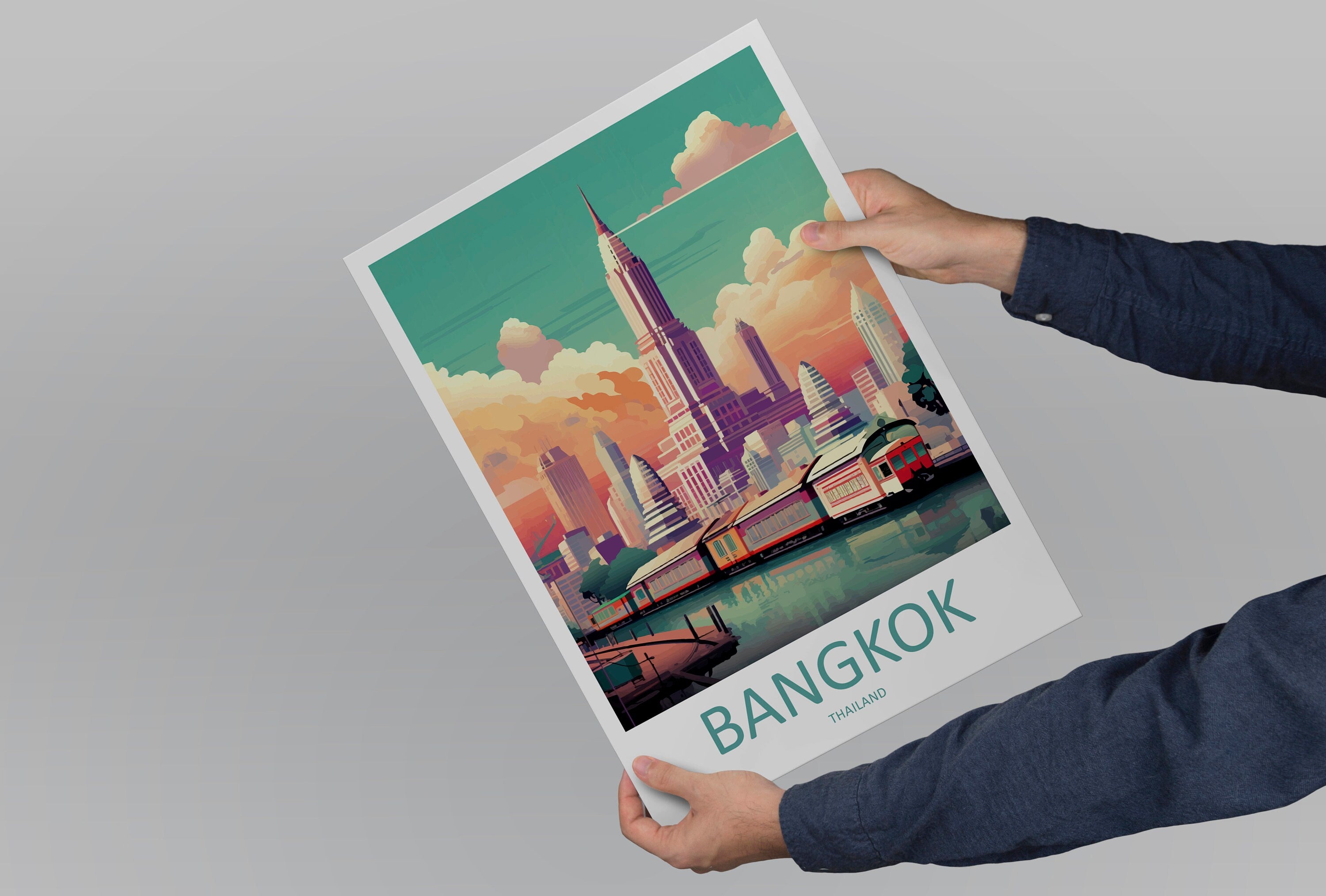 Bangkok Travel Print Wall Art Bangkok Wall Hanging Home Decor Bangkok Gift Art Lovers Wall Art Thailand Travel Print Gift Thai Travel Art