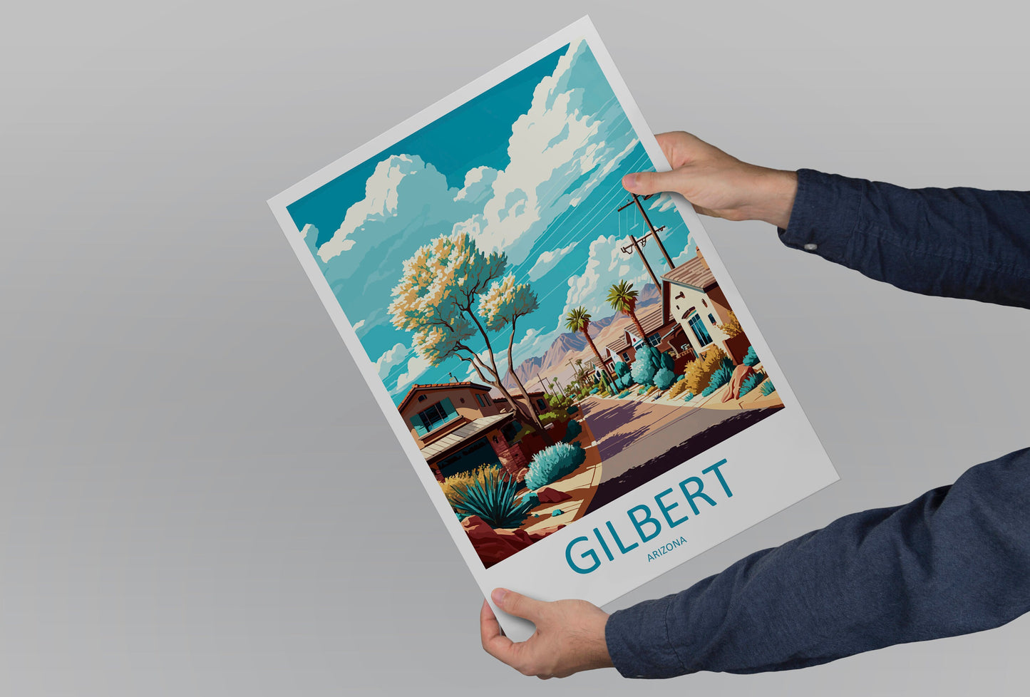 Gilbert Travel Print Wall Art Gilbert Wall Hanging Home Décor Gilbert Gift Art Lovers Arizona Art Lover Gift Arizona Travel Print