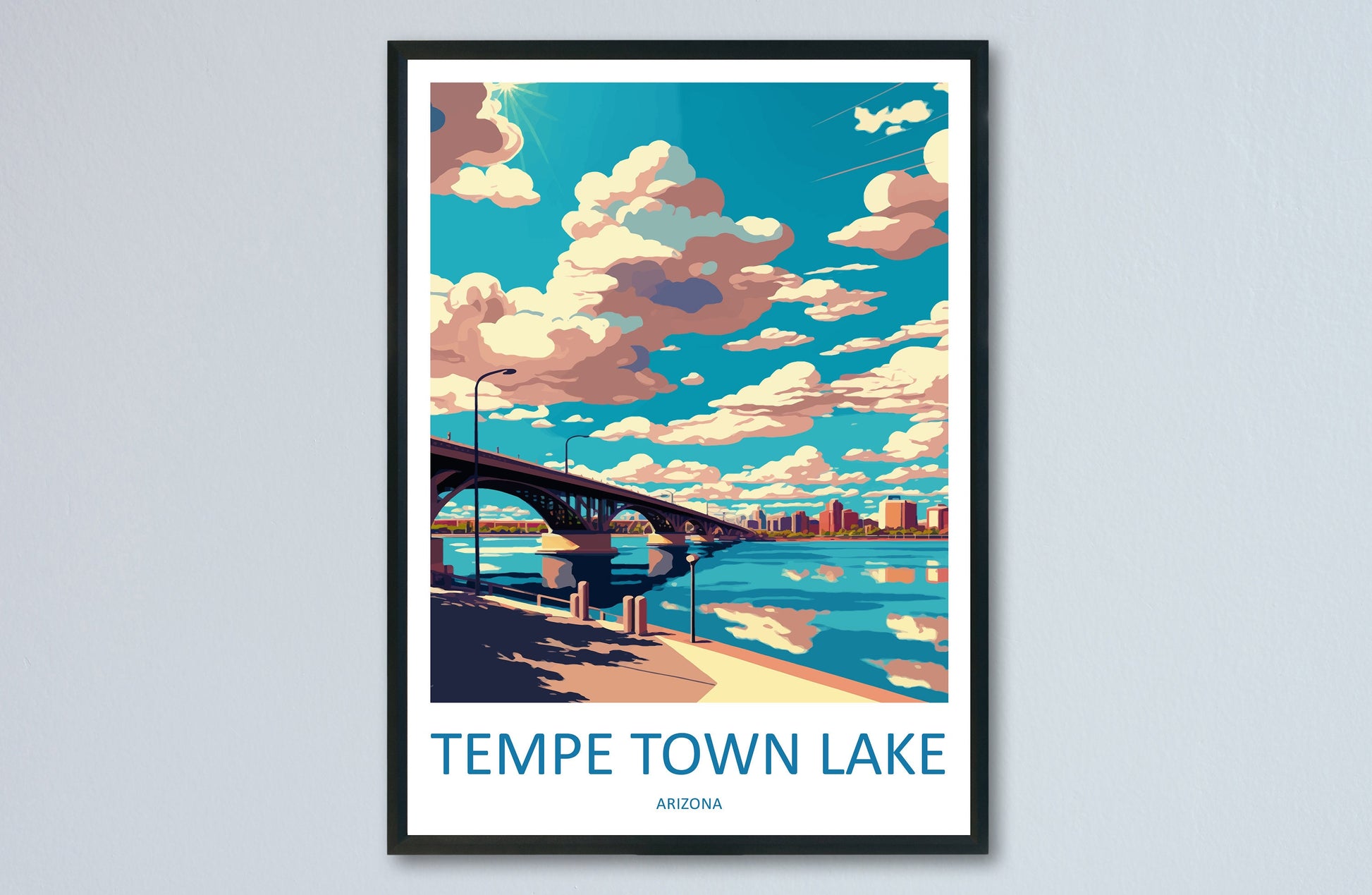 Tempe Town Lake Travel Print Wall Art Tempe Town Lake Wall Hanging Home Décor Tempe Town Lake Gift Art Lovers Arizona Art Lover
