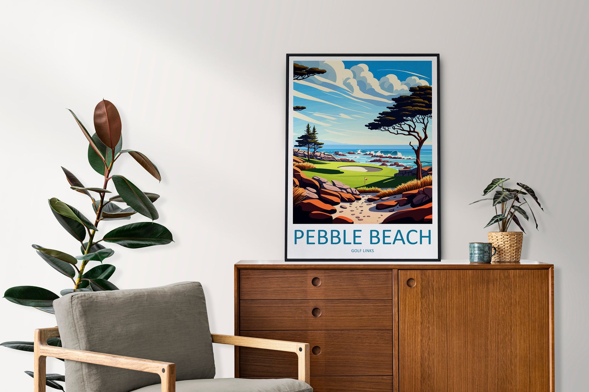 Pebble Beach Golf Links Travel Print Wall Art Pebble Beach Golf Links Wall Hanging Home Décor Pebble Beach Golf Links Gift Art Lovers