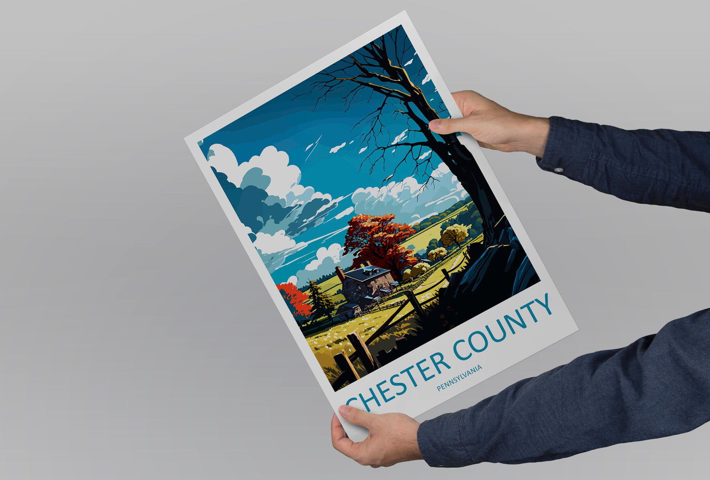 Chester County Travel Print Wall Art Chester County Wall Hanging Home Décor Chester County Gift Art Lovers Pennsylvania Art Lover Travel Art