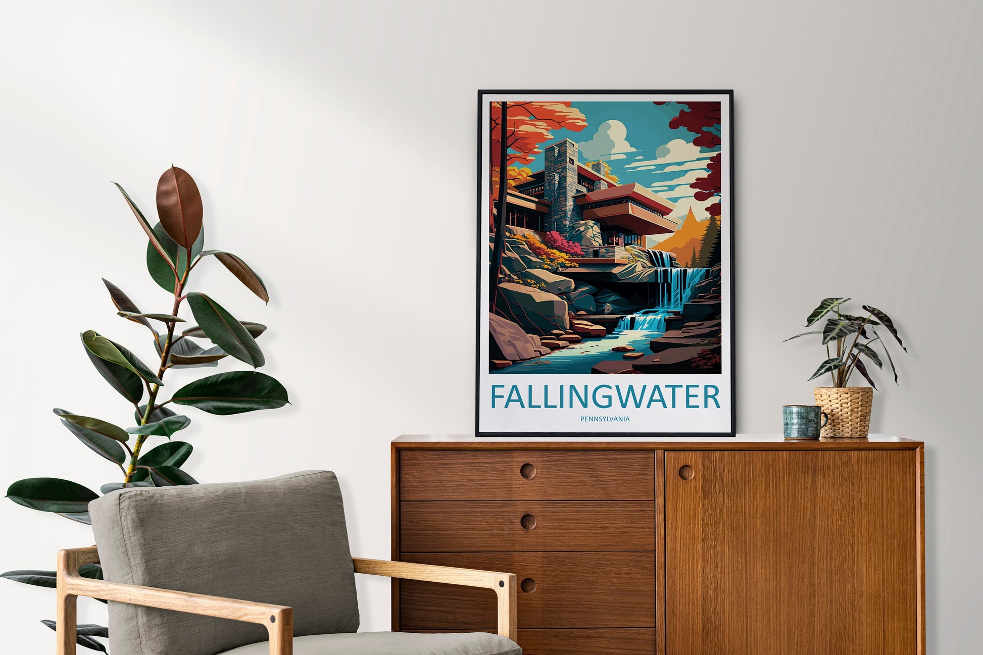 Fallingwater Travel Print Wall Art Fallingwater Wall Hanging Home Décor Fallingwater Gift Art Lovers Pennsylvania Art Lover Travel Art