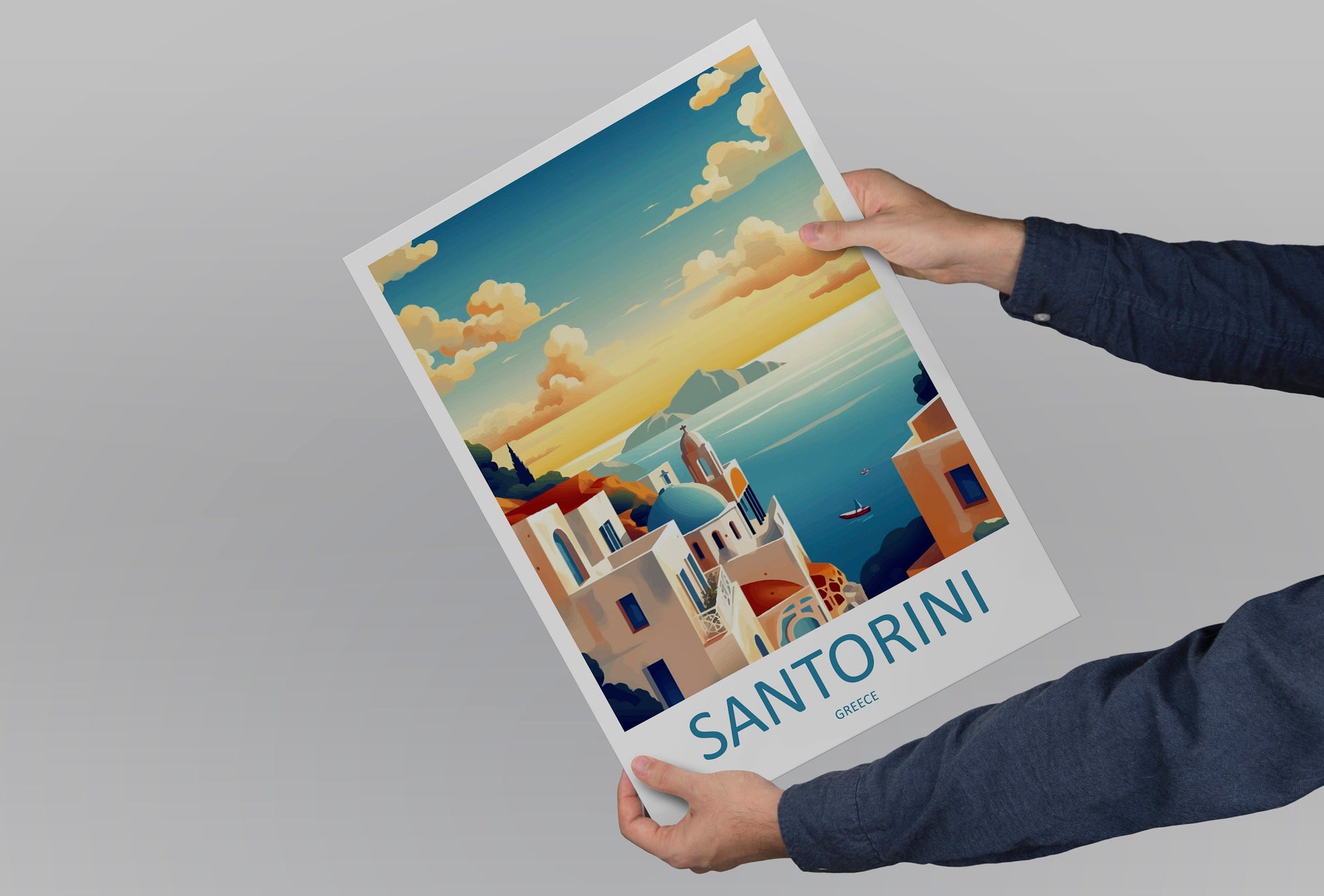 Santorini Travel Print Wall Art Santorini Greece Wall Hanging Home Decoration Santorini Gift Art Lovers Wall Art Print Santorini Greek Print