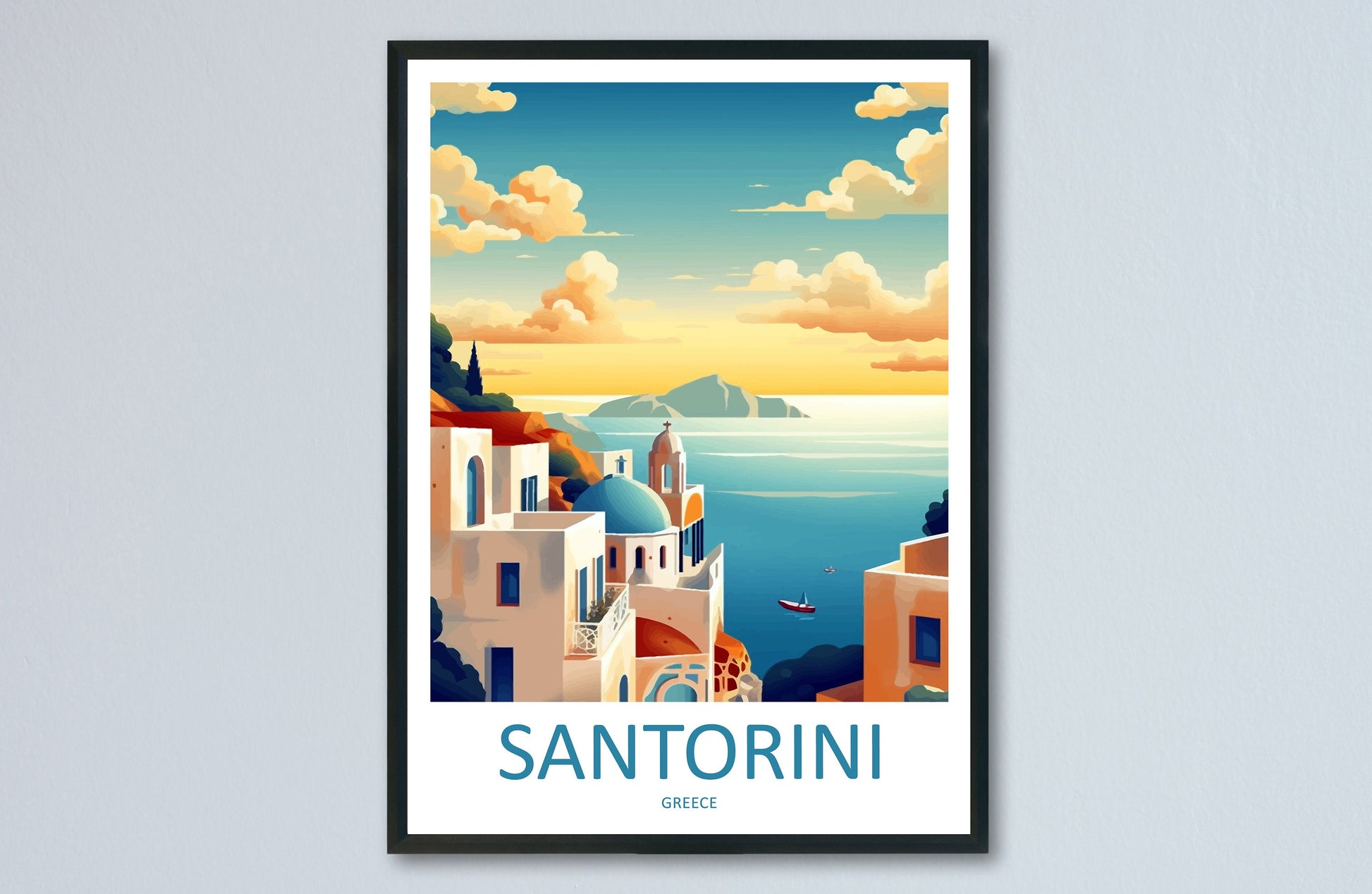 Santorini Travel Print Wall Art Santorini Greece Wall Hanging Home Decoration Santorini Gift Art Lovers Wall Art Print Santorini Greek Print