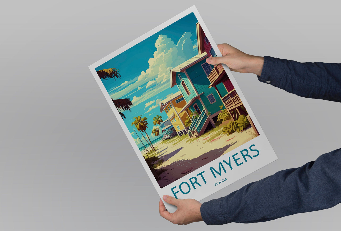 Fort Myers Travel Print Wall Art Fort Myers Wall Hanging Home Décor Fort Myers Gift Art Lovers Florida Art Lover Gift Florida Print