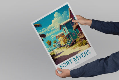Fort Myers Travel Print Wall Art Fort Myers Wall Hanging Home Décor Fort Myers Gift Art Lovers Florida Art Lover Gift Florida Print