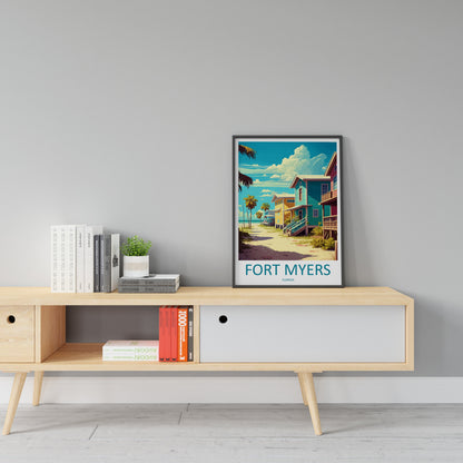 Fort Myers Travel Print Wall Art Fort Myers Wall Hanging Home Décor Fort Myers Gift Art Lovers Florida Art Lover Gift Florida Print