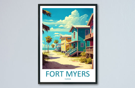 Fort Myers Travel Print Wall Art Fort Myers Wall Hanging Home Décor Fort Myers Gift Art Lovers Florida Art Lover Gift Florida Print