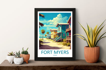 Fort Myers Travel Print Wall Art Fort Myers Wall Hanging Home Décor Fort Myers Gift Art Lovers Florida Art Lover Gift Florida Print