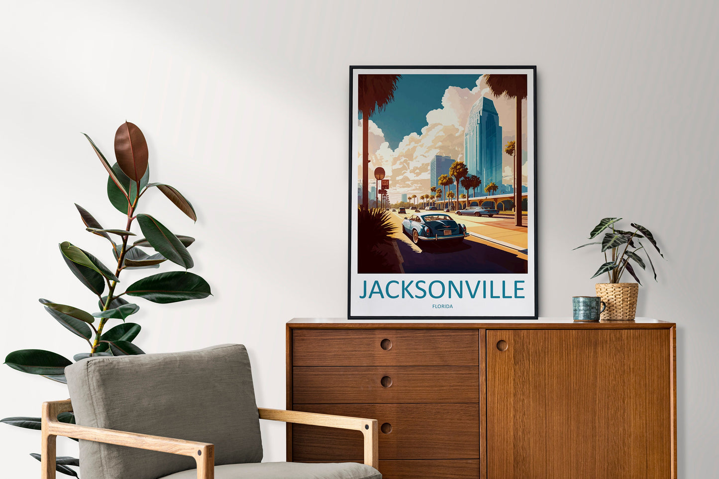 Jacksonville Travel Print Wall Art Jacksonville Wall Hanging Home Décor Jacksonville Gift Art Lovers Florida Art Lover Gift Florida Print