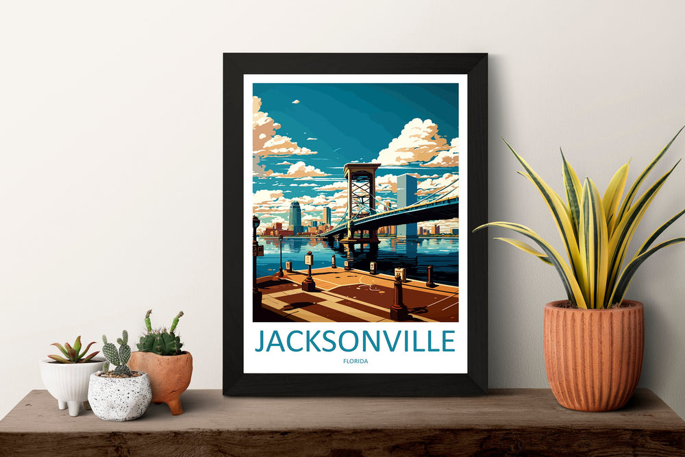 Jacksonville Travel Print Wall Art Jacksonville Wall Hanging Home Décor Jacksonville Gift Art Lovers Florida Art Lover Gift Florida Print