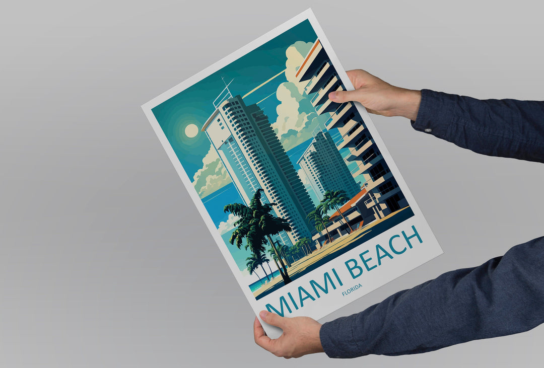 Miami Beach Travel Print Wall Art Miami Beach Wall Hanging Home Décor Miami Beach Gift Art Lovers Florida Art Lover Gift Florida Print