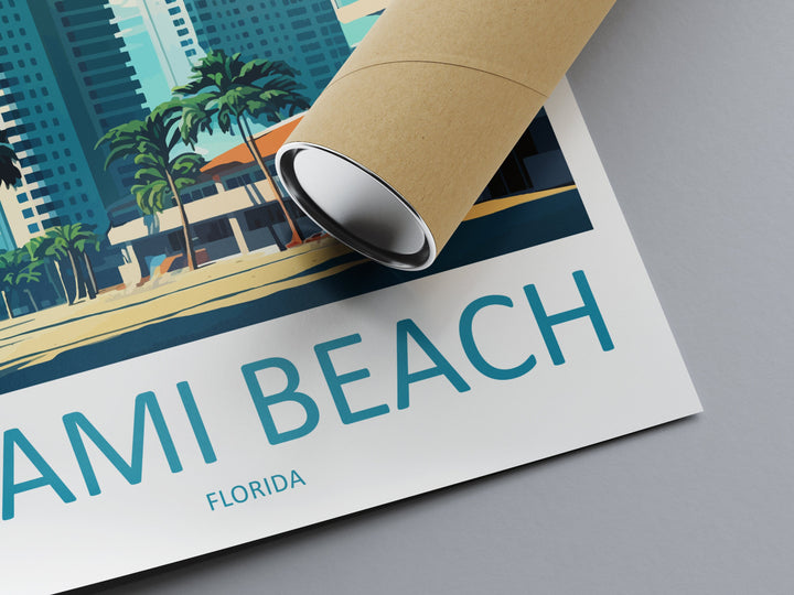 Miami Beach Travel Print Wall Art Miami Beach Wall Hanging Home Décor Miami Beach Gift Art Lovers Florida Art Lover Gift Florida Print