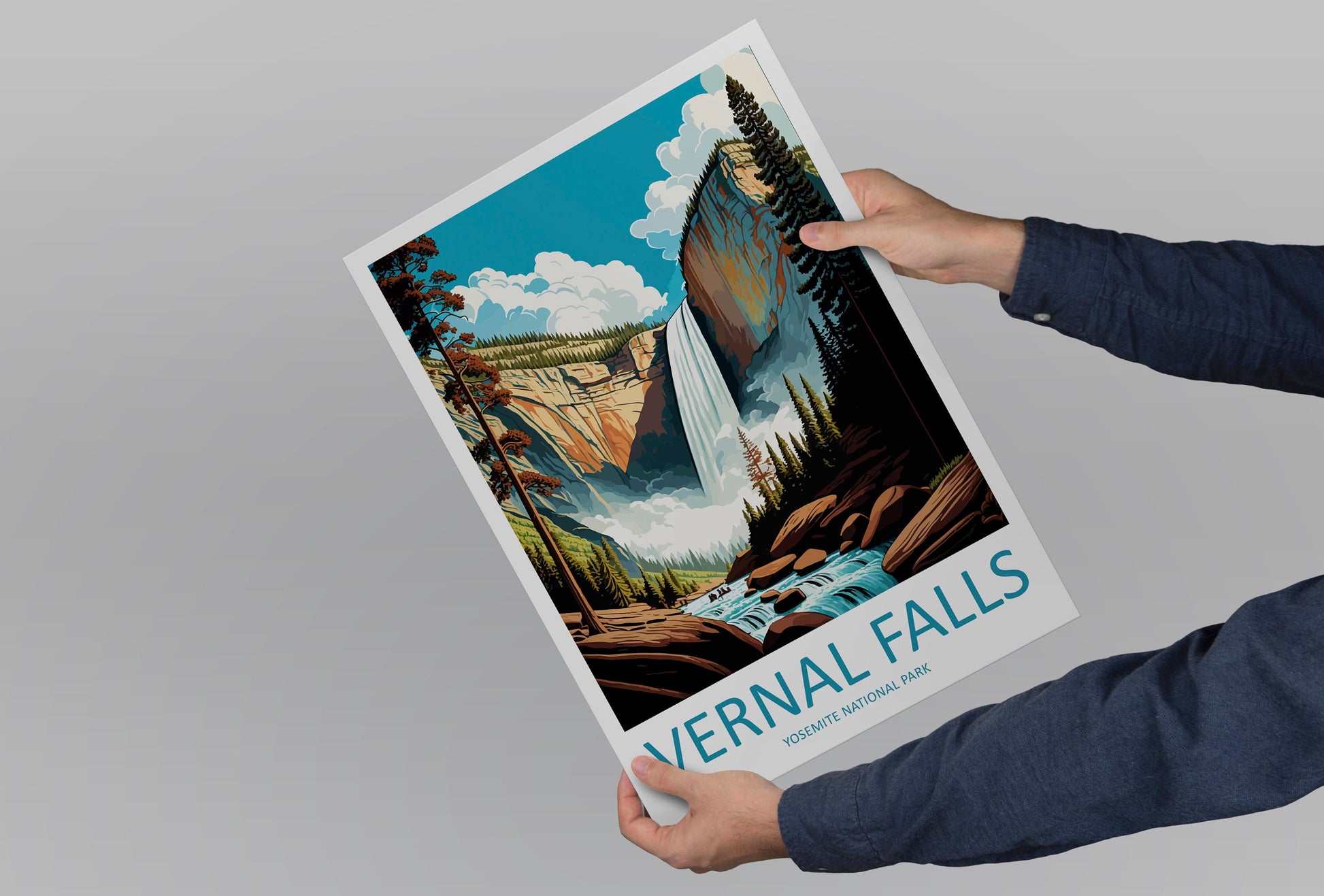 Yosemite Vernal Falls Travel Print Wall Art Yosemite Vernal Falls Wall Hanging Home Décor Vernal Falls Gift Art Lovers California Art