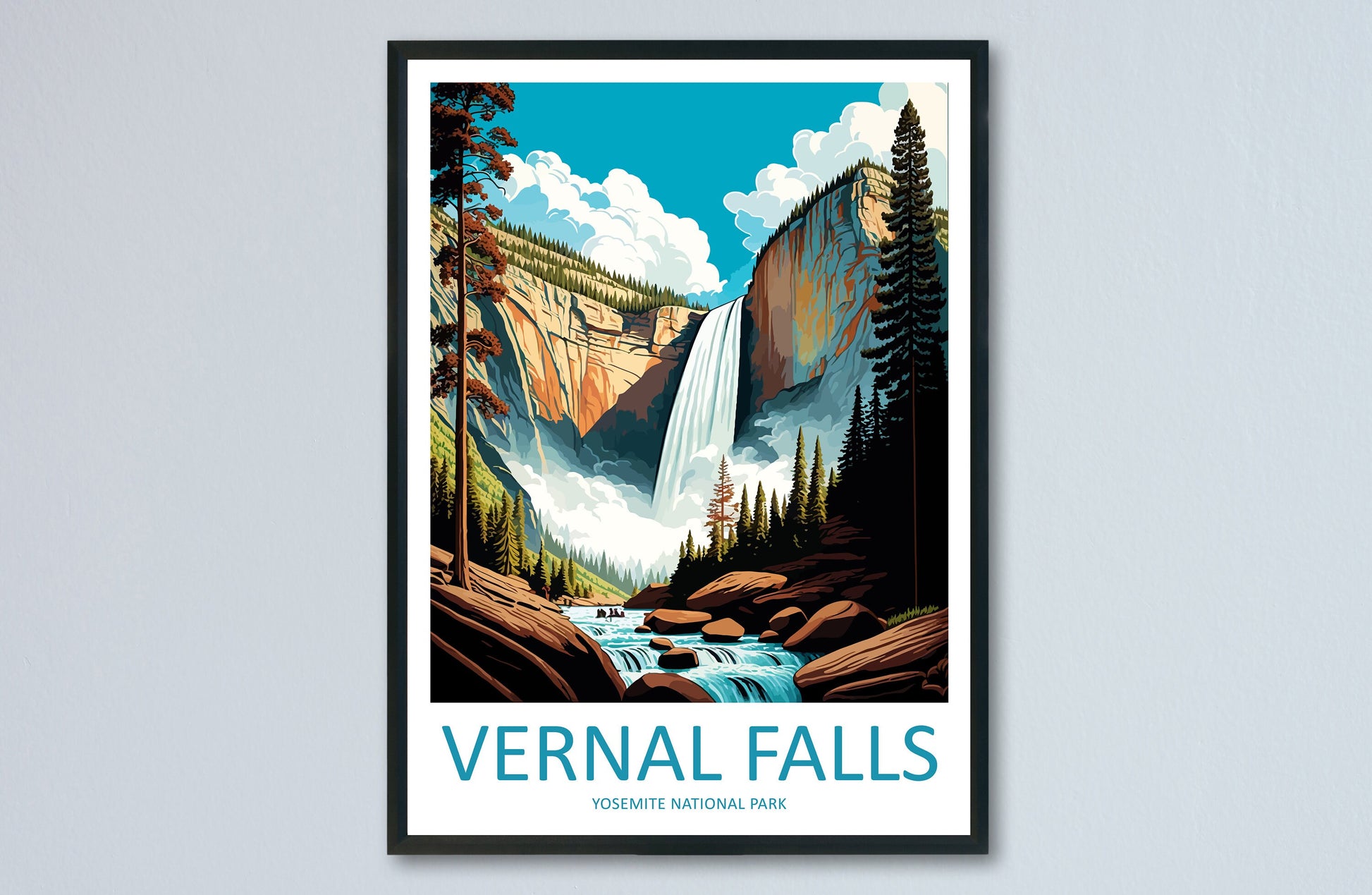 Yosemite Vernal Falls Travel Print Wall Art Yosemite Vernal Falls Wall Hanging Home Décor Vernal Falls Gift Art Lovers California Art