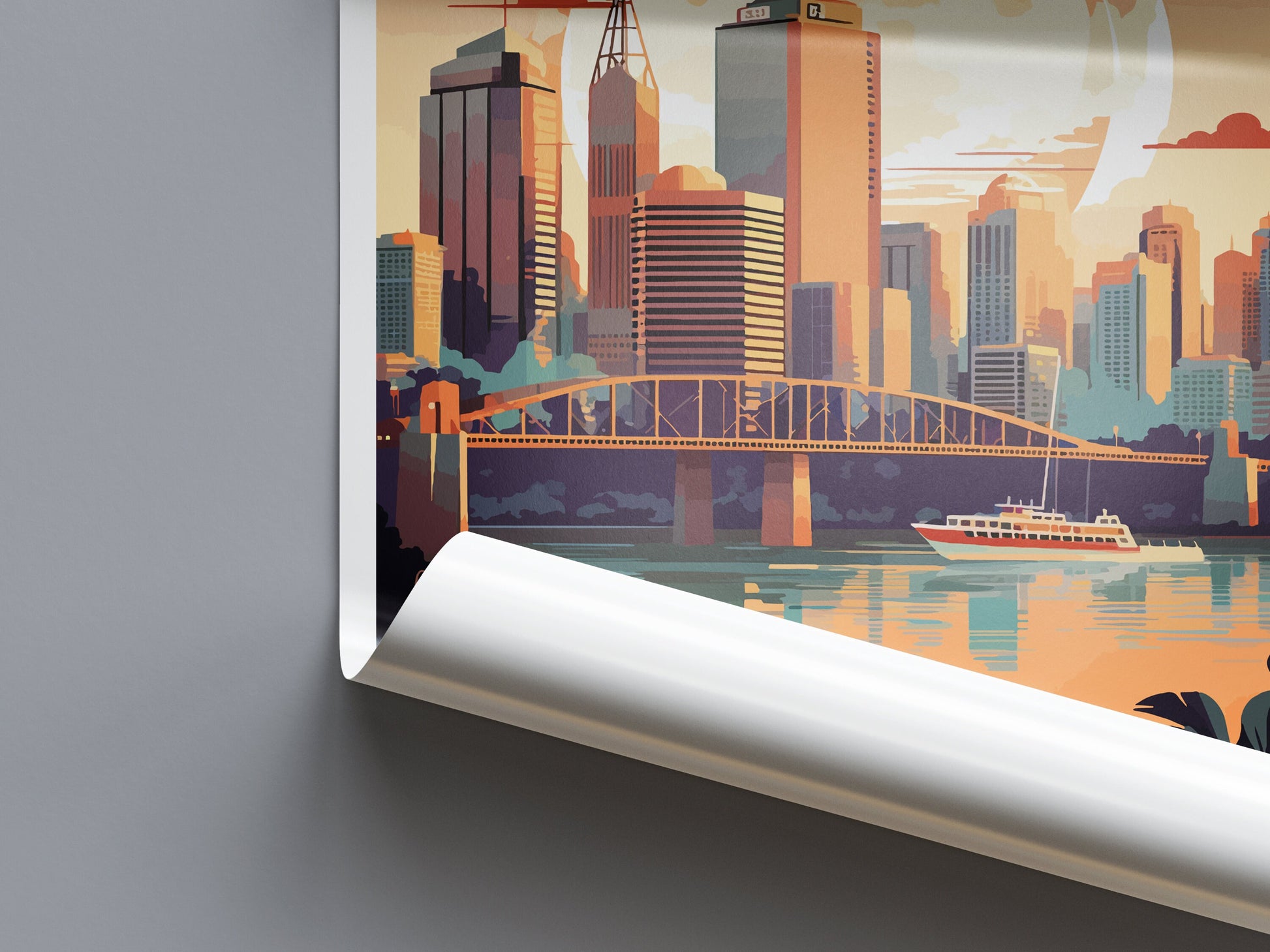 Brisbane Travel Print Wall Art Brisbane Wall Hanging Home Décor Brisbane Gift Art Lovers Wall Art Australia Travel Print Brisbane Decor