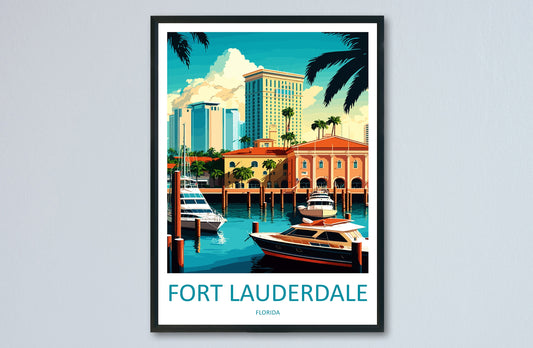 Fort Lauderdale Travel Print Wall Art Fort Lauderdale Wall Hanging Home Décor Fort Lauderdale Gift Art Lovers Florida Art Lover