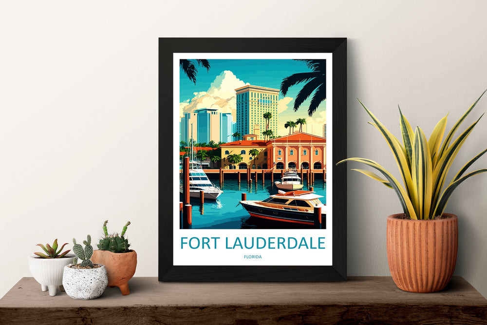Fort Lauderdale Travel Print Wall Art Fort Lauderdale Wall Hanging Home Décor Fort Lauderdale Gift Art Lovers Florida Art Lover