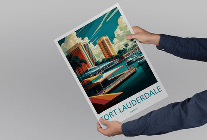Fort Lauderdale Travel Print Wall Art Fort Lauderdale Wall Hanging Home Décor Fort Lauderdale Gift Art Lovers Florida Art Lover