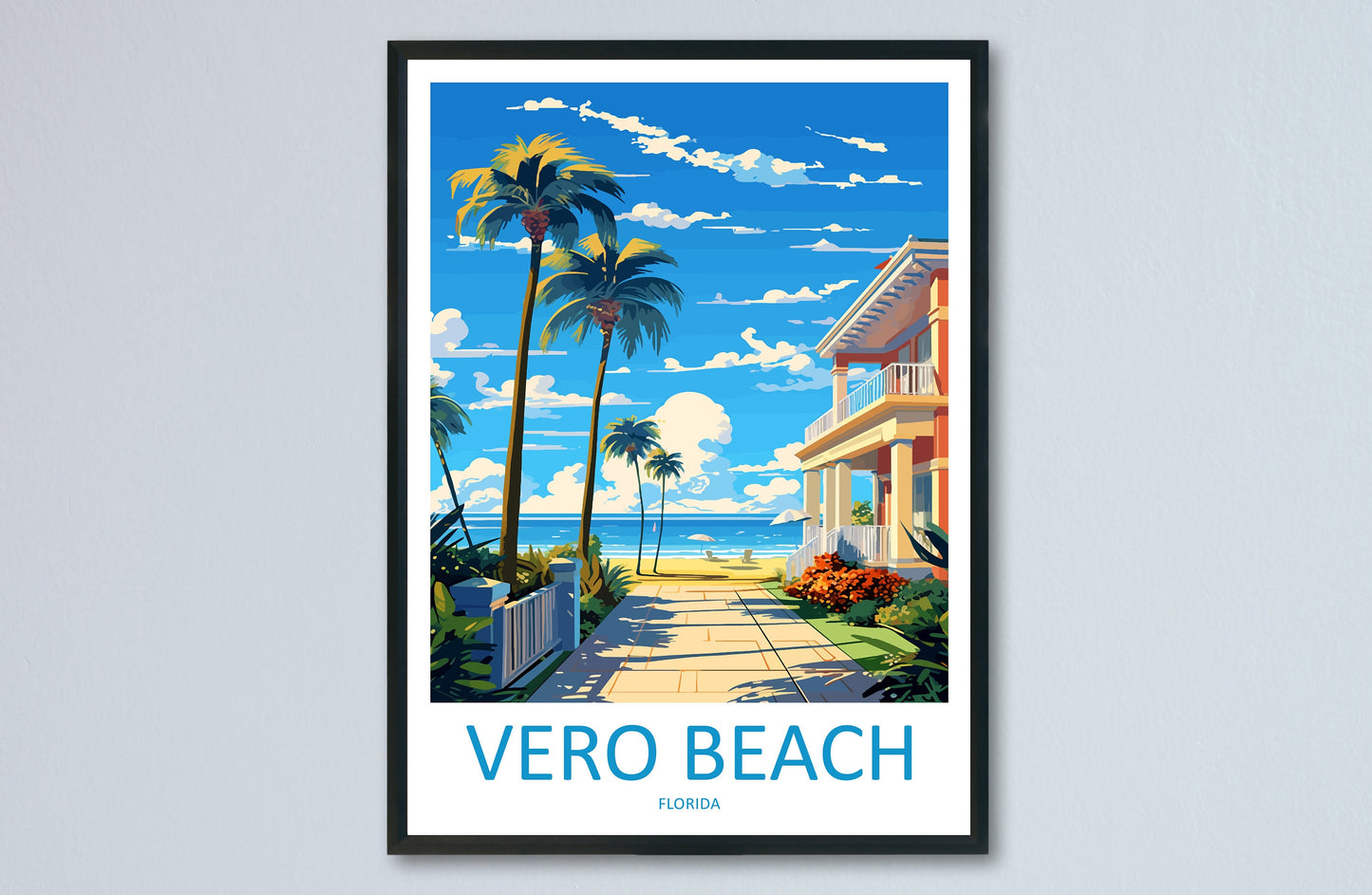 Vero Beach Travel Print Wall Art Vero Beach Wall Hanging Home Décor Vero Beach Gift Art Lovers Gift Beach Florida Vero Beach Print