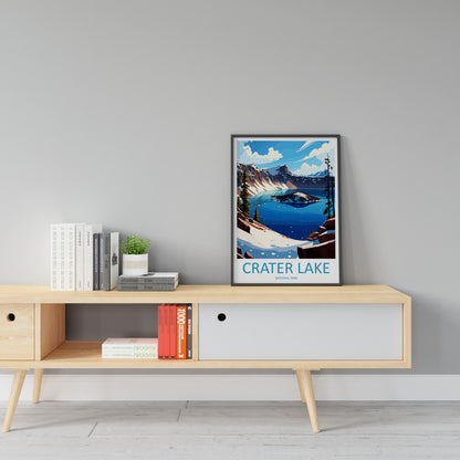Crater Lake Snow National Park Travel Print Wall Art Crater Lake National Park Wall Hanging Home Décor Crater Lake National Park Gift Art
