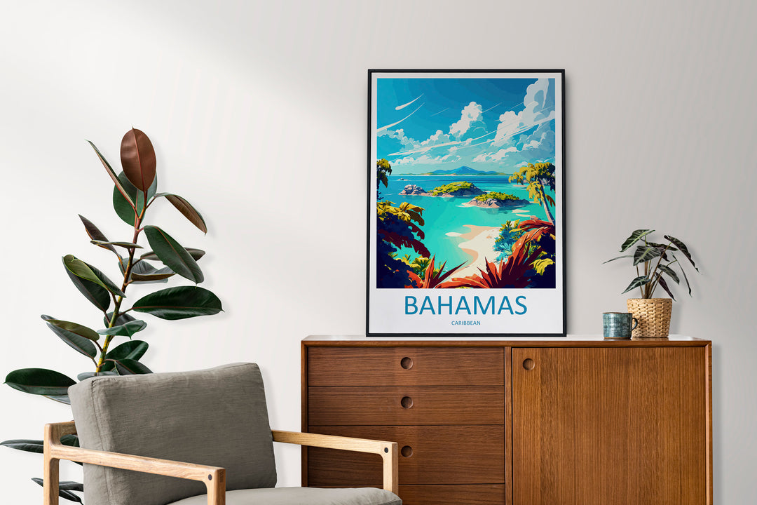 Bahamas Travel Print Wall Art Bahamas Wall Hanging Home Décor Bahamas Gift Art Lovers Wall Art Caribbean Travel Print Bahamas Decor