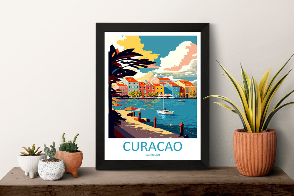 Curaçao Travel Print Wall Art Curaçao Wall Hanging Home Décor Curaçao Gift Art Lovers Wall Art Caribbean Travel Print Poster Gift