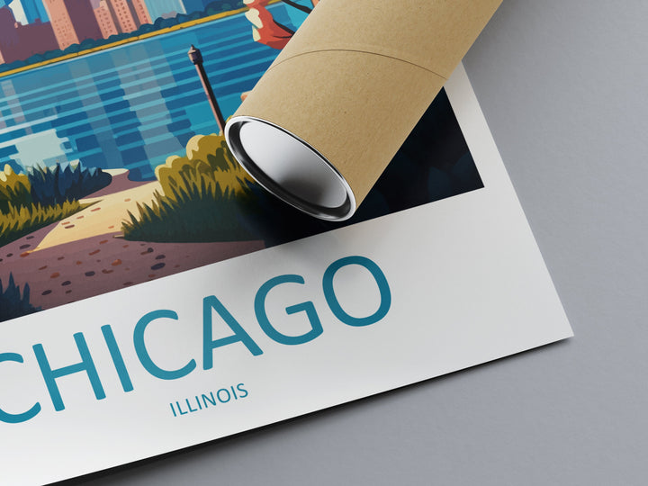 Chicago Travel Print Wall Art Chicago Wall Hanging Home Décor Chicago Gift Art Lovers Illinois Art Lover Gift