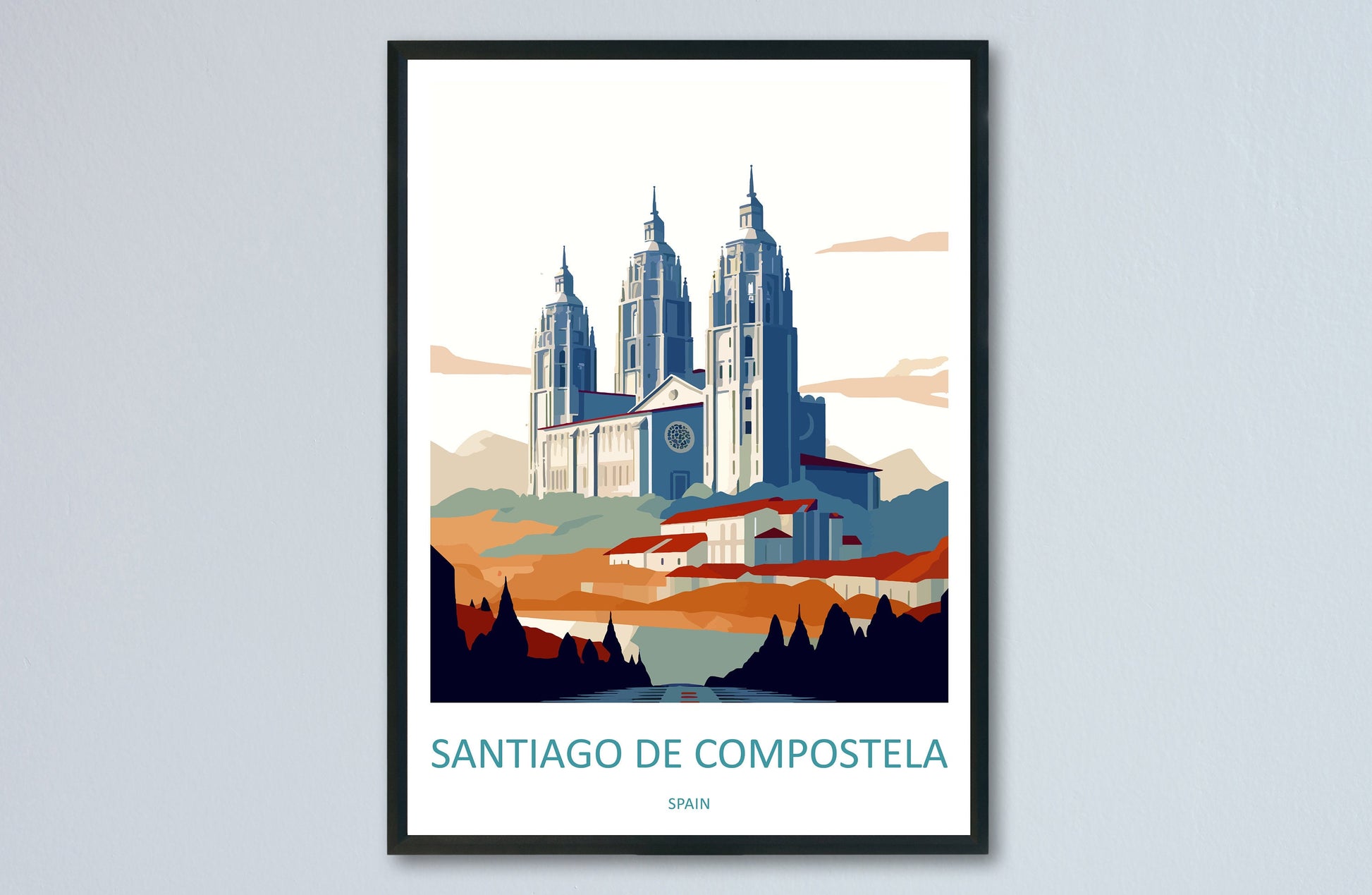 Santiago de Compostela Travel Print Wall Art Santiago de Compostela Wall Hanging Home Décor Santiago de Compostela Gift Art Lovers Spain Art