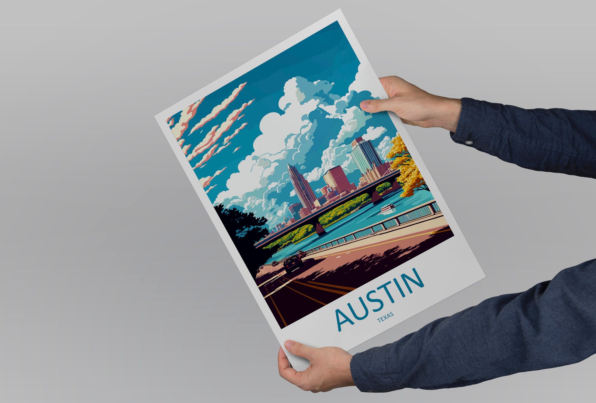 Austin Travel Print Wall Art Austin Wall Hanging Home Décor Austin Gift Art Lovers Texas Art Lover Gift Texas Travel Poster Artwork