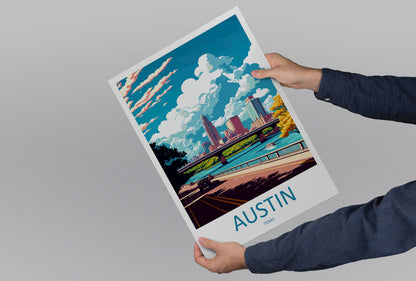 Austin Travel Print Wall Art Austin Wall Hanging Home Décor Austin Gift Art Lovers Texas Art Lover Gift Texas Travel Poster Artwork