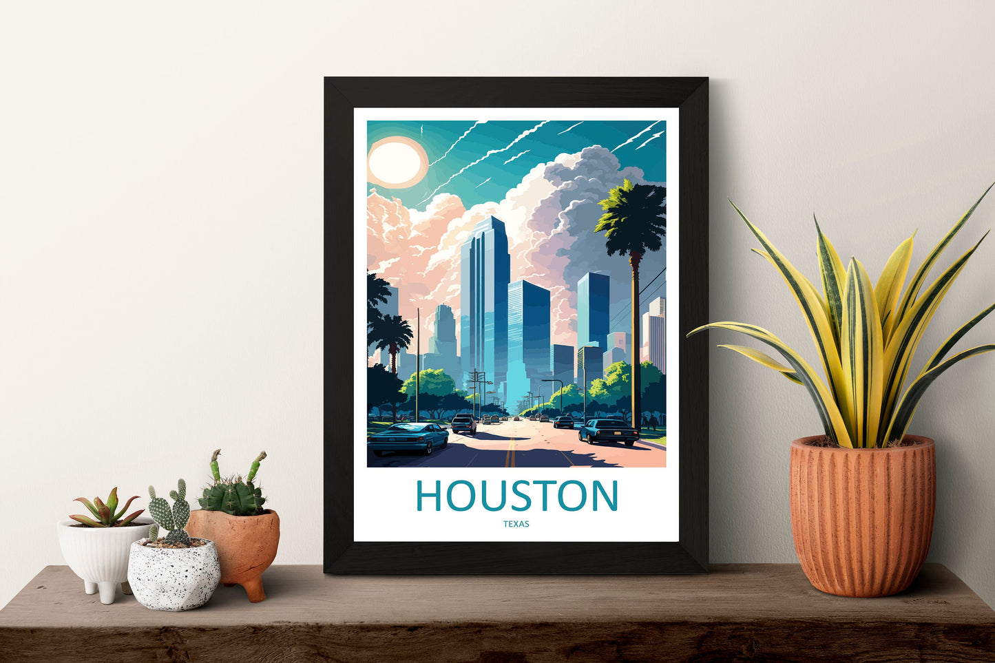 Houston Travel Print Wall Art Houston Wall Hanging Home Décor Houston Gift Art Lovers Texas Art Lover Gift Texas Travel Poster Artwork