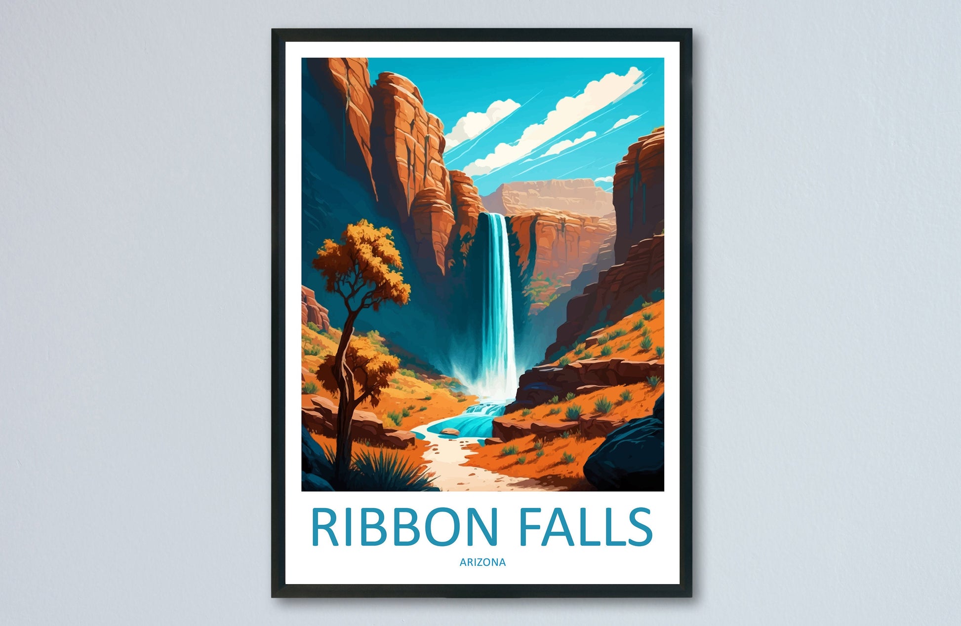 Ribbon Falls Travel Print Wall Art Ribbon Falls Wall Hanging Home Décor Gift Art Lovers Arizona Art Lover Gift Arizona Travel Poster