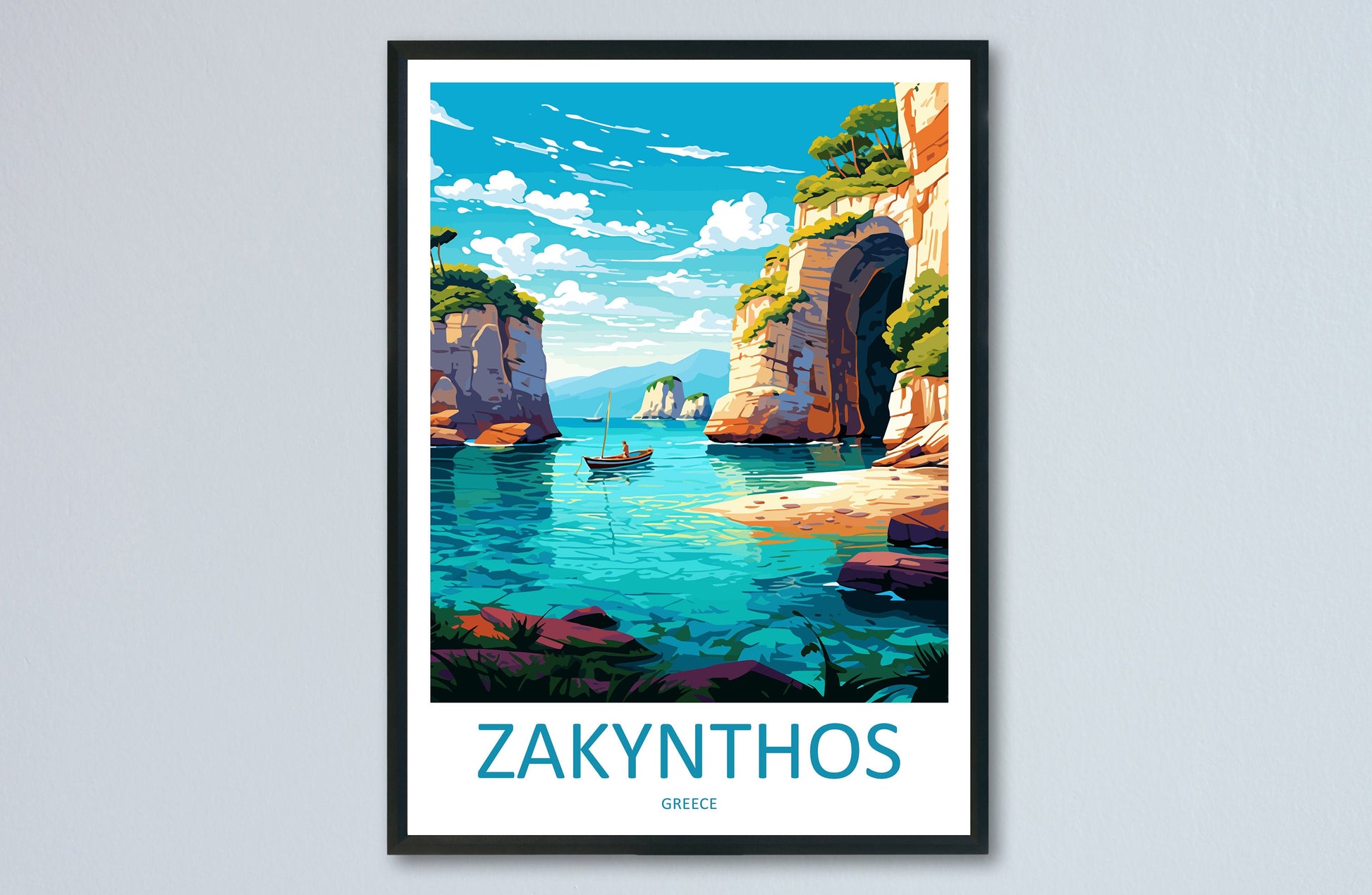 Zakynthos Travel Print Wall Art Zakynthos Greece Wall Hanging Home Decoration Zakynthos Gift Art Lovers Wall Art Print Zakynthos Greek Print