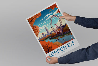 London Eye Travel Print Wall Art London Eye Wall Hanging Home Décor London Gift Art Lovers London Eye Art Lover Gift London Eye Travel Gift