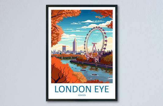 London Eye Travel Print Wall Art London Eye Wall Hanging Home Décor London Gift Art Lovers London Eye Art Lover Gift London Eye Travel Gift