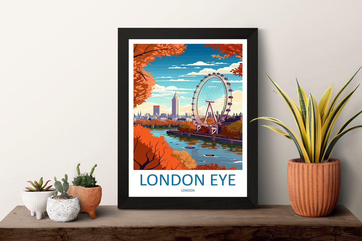 London Eye Travel Print Wall Art London Eye Wall Hanging Home Décor London Gift Art Lovers London Eye Art Lover Gift London Eye Travel Gift