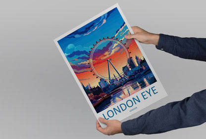 London Eye Travel Print Wall Art London Eye Wall Hanging Home Décor London Gift Art Lovers London Eye Art Lover Gift London Eye Travel Gift