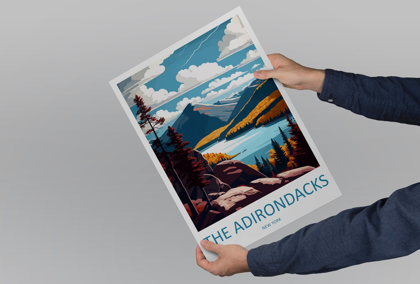 The Adirondacks Travel Print Wall Art The Adirondacks Wall Hanging Home Décor The Adirondacks Gift Art Lovers New York State Art Gift