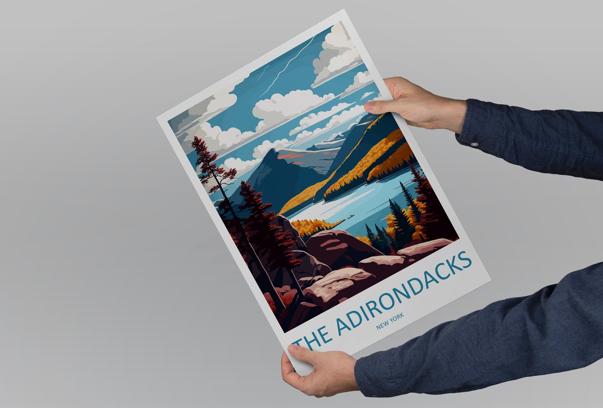 The Adirondacks Travel Print Wall Art The Adirondacks Wall Hanging Home Décor The Adirondacks Gift Art Lovers New York State Art Gift