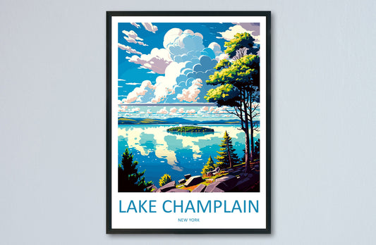 Lake Champlain Travel Print Wall Art Lake Champlain Wall Hanging Home Décor Lake Champlain Gift Art Lovers New York State Art Gift Lover