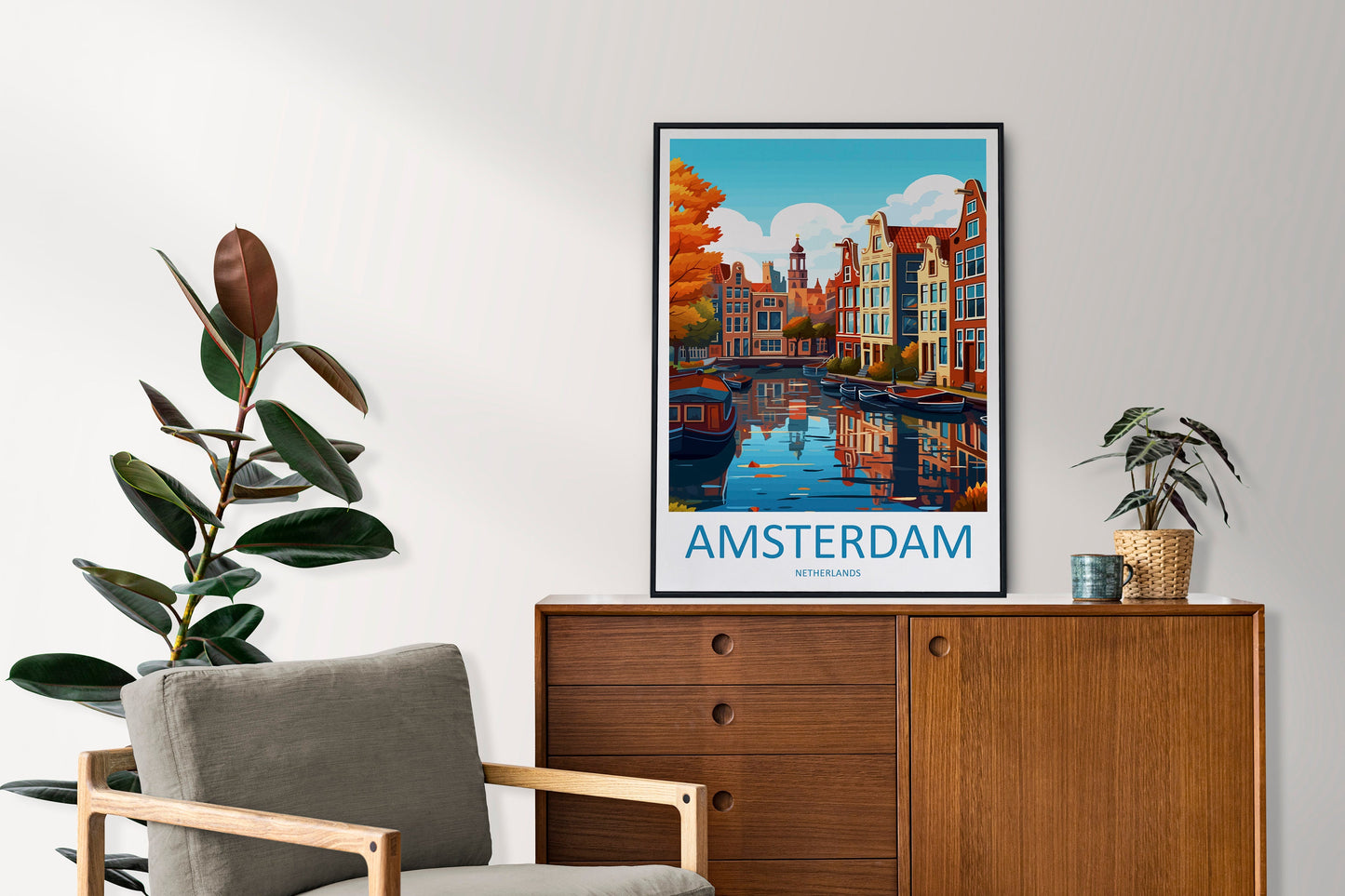 Amsterdam Travel Print Wall Art Amsterdam Wall Hanging Home Décor Amsterdam Gift Art Lovers Netherlands Art Lover Gift Amsterdam Decor